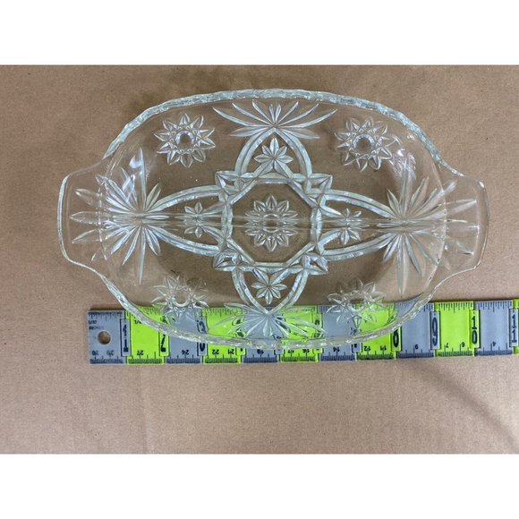 Anchor Hocking Divided Oval Relish/ Nut Dish Cut Glass Star of David EAPC - Picture 7 of 9